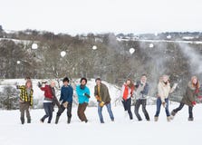 Teenage Friends Having Fun In Snowy Landscape royalty free stock photos Teenage Friends Having Fun In Snowy Landscape royalty free stock photos