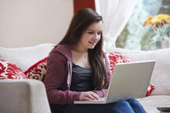 Teenage Girl On Laptop Royalty Free Stock Photo