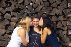 Teenage girls kissing their girl friend stock images Teenage girls kissing their girl friend stock images
