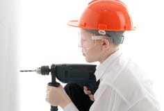 Teenager Drill The Wall Royalty Free Stock Image Teenager Drill The Wall Royalty Free Stock Image