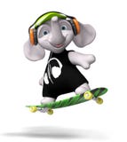 Teenager elephant skateboarding isolated 3d render Stock Photos Teenager elephant skateboarding isolated 3d render Stock Photos
