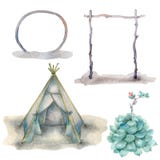 Teepee акварели племенной иллюстрация штока Teepee акварели племенной иллюстрация штока