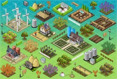 Tejas determinadas de la granja isométrica ilustración del vector Tejas determinadas de la granja isométrica ilustración del vector