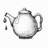 Tekanna med te i grafisk stil Vektorillustration för etikettdesignen, bakgrund, tryck som förpackar, baner stock illustrationer Tekanna med te i grafisk stil Vektorillustration för etikettdesignen, bakgrund, tryck som förpackar, baner stock illustrationer