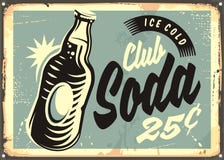 Teken van het sodawater het promotie retro tin stock illustratie Teken van het sodawater het promotie retro tin stock illustratie