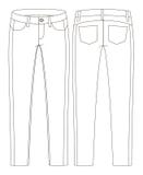 Tekniskt mode skissar av jeans i vektordiagram vektor illustrationer Tekniskt mode skissar av jeans i vektordiagram vektor illustrationer