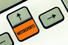 Tekstteken die Motorsports tonen Conceptuele foto Concurrerende sportieve gebeurtenissen die gemotoriseerde voertuigen impliceren stock afbeeldingen Tekstteken die Motorsports tonen Conceptuele foto Concurrerende sportieve gebeurtenissen die gemotoriseerde voertuigen impliceren stock afbeeldingen