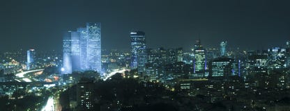 Tel Aviv Skyline At Night Royalty Free Stock Image