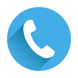 Telefonikone in der flachen Art Vektorillustration auf runder Blaurückseite lizenzfreie abbildung Telefonikone in der flachen Art Vektorillustration auf runder Blaurückseite lizenzfreie abbildung