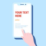 Telefono della stretta della mano Cellulare dello smartphone di vettore, touch screen del dito, app mobile di progettazione stili royalty illustrazione gratis Telefono della stretta della mano Cellulare dello smartphone di vettore, touch screen del dito, app mobile di progettazione stili royalty illustrazione gratis