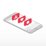 Telefono isometrico con le notifiche: simili, abbonati, messaggio nello stile 3D Media del sociale del modello illustrazione di stock Telefono isometrico con le notifiche: simili, abbonati, messaggio nello stile 3D Media del sociale del modello illustrazione di stock
