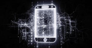 Telefonu kom?rkowego 5G przyrz?d w wirtualnej cyberprzestrzeni sieci z binarnym kodem Telefonu kom?rkowego 5G przyrz?d w wirtualnej cyberprzestrzeni sieci z binarnym kodem