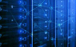 Telekommunikationbegreppet med den abstrakta nätverksstrukturen och serveren hyr rum bakgrund royaltyfria bilder Telekommunikationbegreppet med den abstrakta nätverksstrukturen och serveren hyr rum bakgrund royaltyfria bilder
