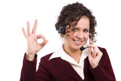 Telephone Operator Shows OK Royalty Free Stock Photos Telephone Operator Shows OK Royalty Free Stock Photos