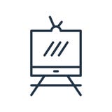 Televisionsymbolsvektor som isoleras på vit bakgrund, televisiontecken, linjen symbol eller linjär beståndsdeldesign i översiktss vektor illustrationer Televisionsymbolsvektor som isoleras på vit bakgrund, televisiontecken, linjen symbol eller linjär beståndsdeldesign i översiktss vektor illustrationer