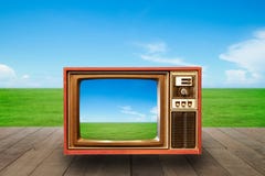 Televisão ou tevê com grama verde fotos de stock Televisão ou tevê com grama verde fotos de stock