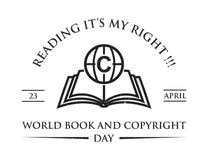 Tema d'annata di giorno di libro e di copyright di mondo di parola illustrazione di stock Tema d'annata di giorno di libro e di copyright di mondo di parola illustrazione di stock