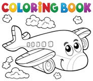 Tema 2 do avião do livro para colorir ilustração royalty free Tema 2 do avião do livro para colorir ilustração royalty free