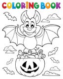 Tema 1 do bastão de Dia das Bruxas do livro para colorir ilustração stock Tema 1 do bastão de Dia das Bruxas do livro para colorir ilustração stock