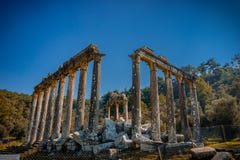 Tempel av Zeus Lepsinos Euromus Euromos forntida stad, Milas, Mugla, Turkiet arkivfoton Tempel av Zeus Lepsinos Euromus Euromos forntida stad, Milas, Mugla, Turkiet arkivfoton