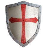 Templar or crusader knight's metal shield isolated