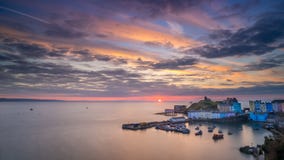 Tenby Harbour at sunrise stock image Tenby Harbour at sunrise stock image