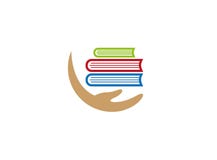 Tenir les livres multi avec le bras pour la conception de logo illustration de vecteur Tenir les livres multi avec le bras pour la conception de logo illustration de vecteur