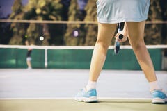 Tennis match which the opponent serving lady player royalty free stock photography Tennis match which the opponent serving lady player royalty free stock photography
