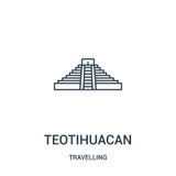 teotihuacan icon vector from travelling collection. Thin line teotihuacan outline icon vector illustration. Linear symbol stock illustration teotihuacan icon vector from travelling collection. Thin line teotihuacan outline icon vector illustration. Linear symbol stock illustration