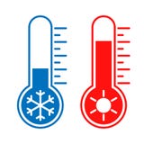 Termômetros com ícones gráficos das temperaturas do alto e baixo ilustração royalty free Termômetros com ícones gráficos das temperaturas do alto e baixo ilustração royalty free