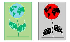 Terre propre et polluée sous forme de fleur Situation écologique dans la terre Carte postale pour la protection de illustration de vecteur Terre propre et polluée sous forme de fleur Situation écologique dans la terre Carte postale pour la protection de illustration de vecteur