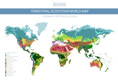 Free Terrestrial Ecosystem World Map. Biome. World Climatic Zone Infographic Design Stock Photo - 137929020