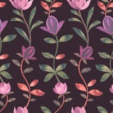 Teste padr?o da aquarela Flores cor-de-rosa bonitas do Magnolia Ornamento decorativo ilustração royalty free Teste padr?o da aquarela Flores cor-de-rosa bonitas do Magnolia Ornamento decorativo ilustração royalty free
