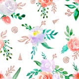 Teste padr?o sem emenda da aquarela com flores ilustração do vetor Teste padr?o sem emenda da aquarela com flores ilustração do vetor