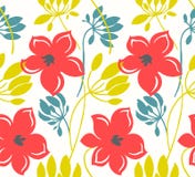 Teste padr?o sem emenda tirado m?o do vetor da cor Flores abstratas com folhas, desenho de esbo?o Textura floral dos desenhos ani ilustração stock Teste padr?o sem emenda tirado m?o do vetor da cor Flores abstratas com folhas, desenho de esbo?o Textura floral dos desenhos ani ilustração stock