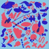 Teste padrão coral e azul com elementos abstratos ilustração stock Teste padrão coral e azul com elementos abstratos ilustração stock