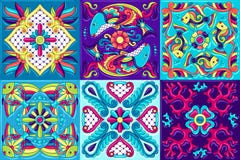 Teste padr?o do azulejo de talavera do mexicano com peixes ilustração do vetor Teste padr?o do azulejo de talavera do mexicano com peixes ilustração do vetor