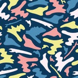 Teste padrão do vetor de Memphis Style Camouflage Shapes Seamless, tirado ilustração stock Teste padrão do vetor de Memphis Style Camouflage Shapes Seamless, tirado ilustração stock