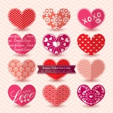 Teste padrão dos elementos do coração do dia de Valentim ilustração stock Teste padrão dos elementos do coração do dia de Valentim ilustração stock