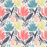 Teste padrão floral sem emenda do vetor com as flores minimalistic da cor muda no fundo claro, projeto botânico da cópia da mola ilustração royalty free Teste padrão floral sem emenda do vetor com as flores minimalistic da cor muda no fundo claro, projeto botânico da cópia da mola ilustração royalty free
