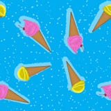 Teste padrão sem emenda abstrato do gelado e dos cones de baunilha Ilustra??o do vetor ilustração royalty free Teste padrão sem emenda abstrato do gelado e dos cones de baunilha Ilustra??o do vetor ilustração royalty free