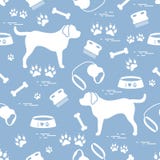 Teste padrão sem emenda bonito com silhueta do cão, bacia, traços, osso, b ilustração stock Teste padrão sem emenda bonito com silhueta do cão, bacia, traços, osso, b ilustração stock