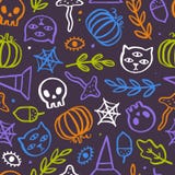 Teste padrão sem emenda bonito e na moda de Dia das Bruxas ilustração do vetor Teste padrão sem emenda bonito e na moda de Dia das Bruxas ilustração do vetor