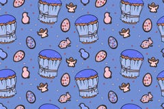 Teste padrão sem emenda colorido dos bolos da Páscoa ilustração stock Teste padrão sem emenda colorido dos bolos da Páscoa ilustração stock