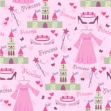 Teste padrão sem emenda com acessórios da princesa ilustração do vetor Teste padrão sem emenda com acessórios da princesa ilustração do vetor
