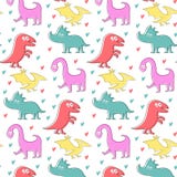 Teste padrão sem emenda com dinossauros dos desenhos animados ilustração do vetor Teste padrão sem emenda com dinossauros dos desenhos animados ilustração do vetor