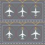 Teste padrão sem emenda com os aviões no avental terminal ilustração do vetor Teste padrão sem emenda com os aviões no avental terminal ilustração do vetor