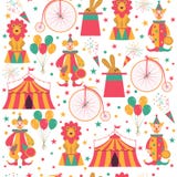 Teste padrão sem emenda com símbolos do circo ilustração stock Teste padrão sem emenda com símbolos do circo ilustração stock