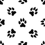 Teste padrão sem emenda com a trilha do cão preto isolada no fundo branco ilustração do vetor Teste padrão sem emenda com a trilha do cão preto isolada no fundo branco ilustração do vetor