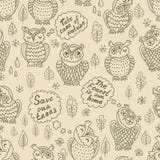 Teste padrão sem emenda das corujas dos desenhos animados ilustração royalty free Teste padrão sem emenda das corujas dos desenhos animados ilustração royalty free